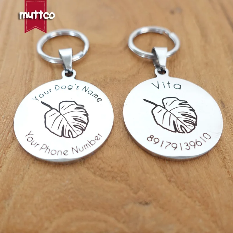 Self-design personalized design stainless steel dog tag dog round tag can crave name tag dog tag for pet 3 styles