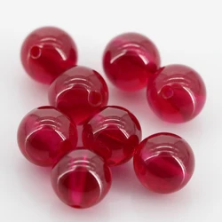 Bola redonda de corindón sintético para fabricación de joyas, rubí perforado, rojo, 5 #