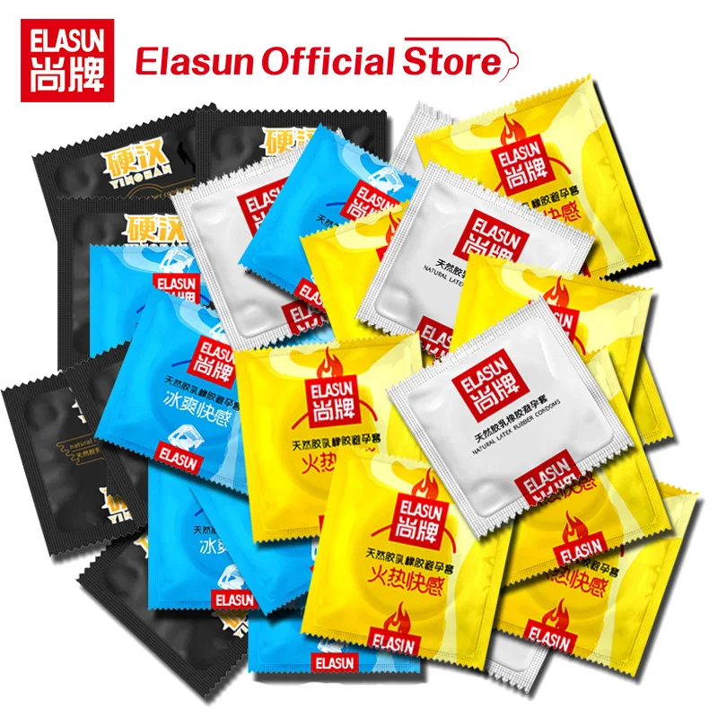 50/100/200PCS Elasun Condoms For Men Physical Delay Lubricated Penis Sleeve Time Delay Ejaculation Contraception Sex Product New