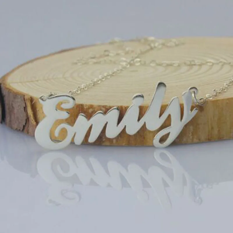 

Custom Name Necklace 925 Solid Silver Personalized Nameplate Customized Name Pendant Necklace Christmas Gift