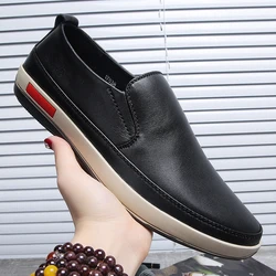 2023 New Business Casual Shoes Men's Spring Autumn Set Foot Men Driving Loafers Breathable Genuine Leather Soft Sole Shoes Black