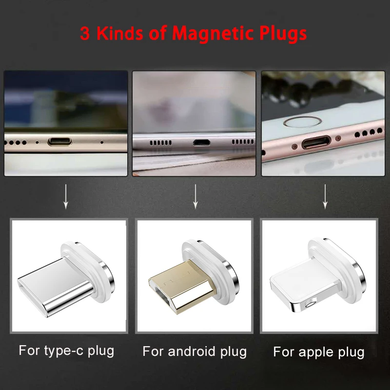 Adaptador de carga rápida con enchufe de Cable magnético de 10. a generación para iPhone XS MAX XR 8 7 6S SAMUSNG HUAWEI Xiaomi enchufes de cargador magnético