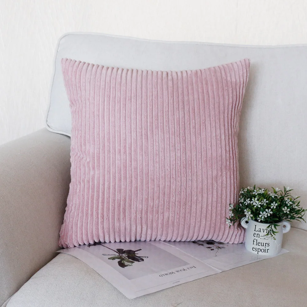 Gestreifter Cordstoff, einfarbig, Kissenbezug, 45/50/60 cm, Sofa-Bett-Dekoration, klassischer einfacher Kissenbezug NPCJC-C – Detail 9