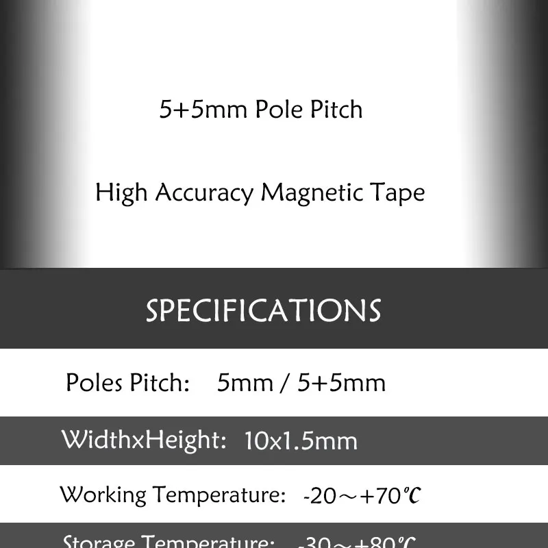 Hochpräzises 5+5mm Magnetband mit 5mm Polabstand für 5µm Magnetsensor Drehmaschinen Holzbearbeitung Steinmaschinen – Detail 1