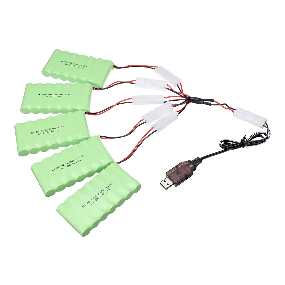 8.4v 3000mah NiMH caricabatterie USB per giocattoli Rc auto serbatoi camion Robot barca AA Ni-MH 2400mah 8.4v batteria ricaricabile