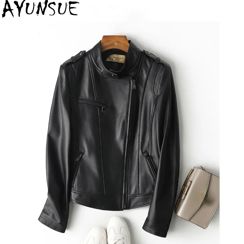 

AYUNSUE 2021 Genuine Leather Jacket Women Real Sheepskin Coats Woman New Short Korean Style Outerwear Chaqueta Cuero Dama SQQ22