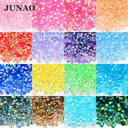 JUNAO 2mm 3mm 4mm 5mm 6mm Glitter viola AB gelatina resina Strass sfuso posteriore piatta chiodo pietre di cristallo Strass Non Hotfix