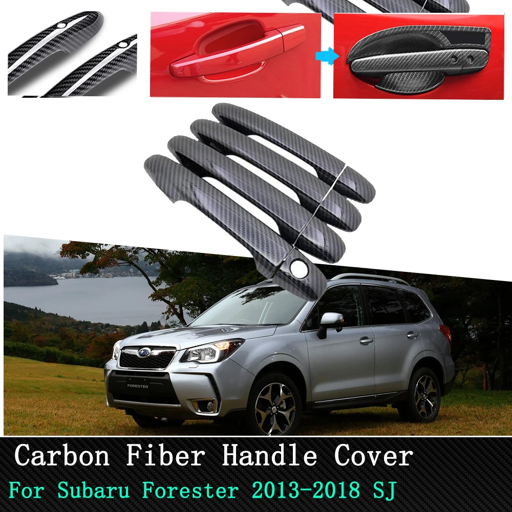 For Subaru Forester SJ Door Handle Cover Stickers Car exterior Accessories Chrome Carbon Fiber 2013 2014 2015 2016 2017 2018