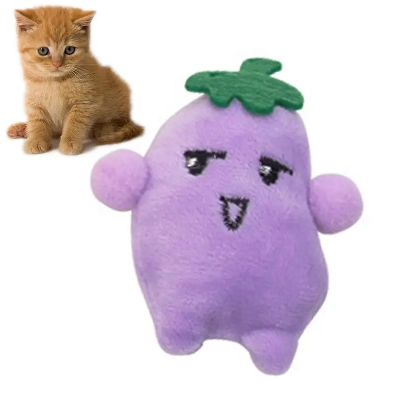 1pc Bite Resistant Plush Catnip Toy Interactive Soft Vegetables Shape Kitten Chew Toy Cute Cat Toy Pet Supplies Pet Accessories