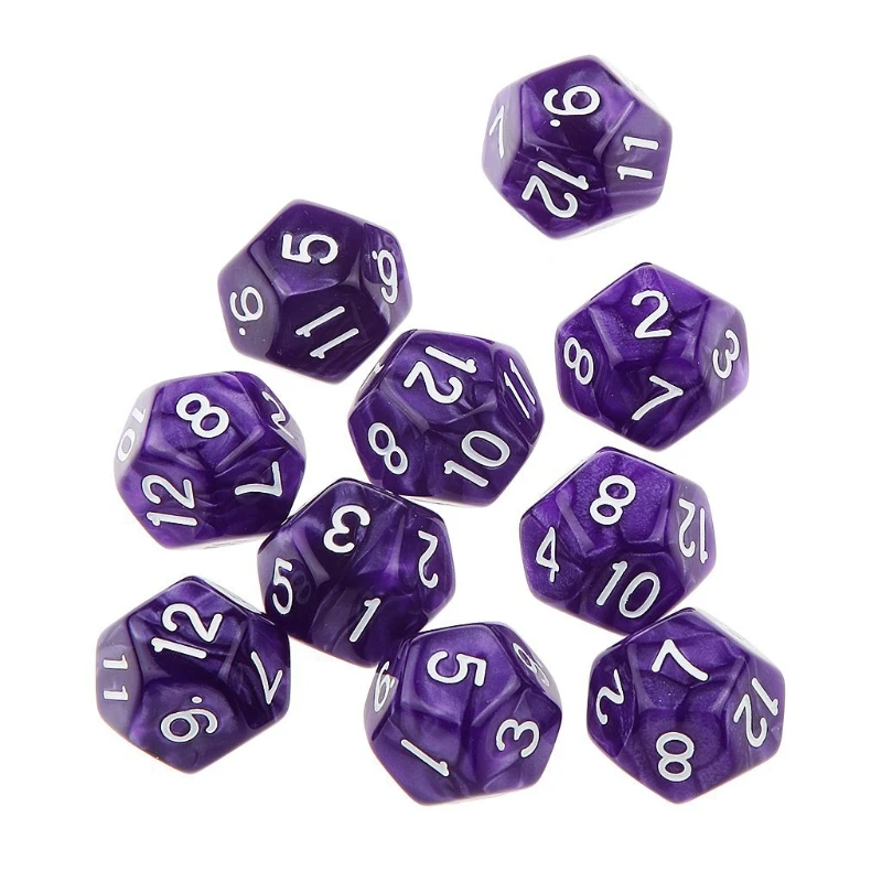 10pcs/set 12 Sided Dice D12 Polyhedral Dice Family Party Board Game Accessories Pub Club Game Acrylic Dice