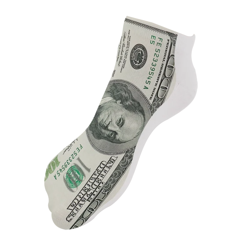 Calcetines cortos de algodón con estampado 3D para mujer, medias de tobillo bajo con patrón de dólar americano, moneda divertida creativa, novedad,