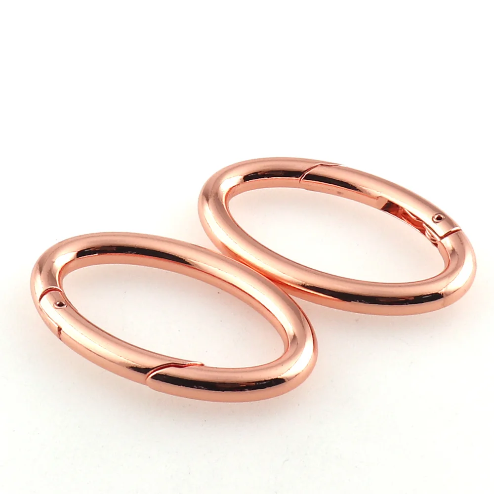 Metal Alloy Plated  Spring Gate Buckle Rose Gold  Inner 1''1/2'' Oval Ring Buckles Clips Carabiner Purses for Bags/Garment/Belts