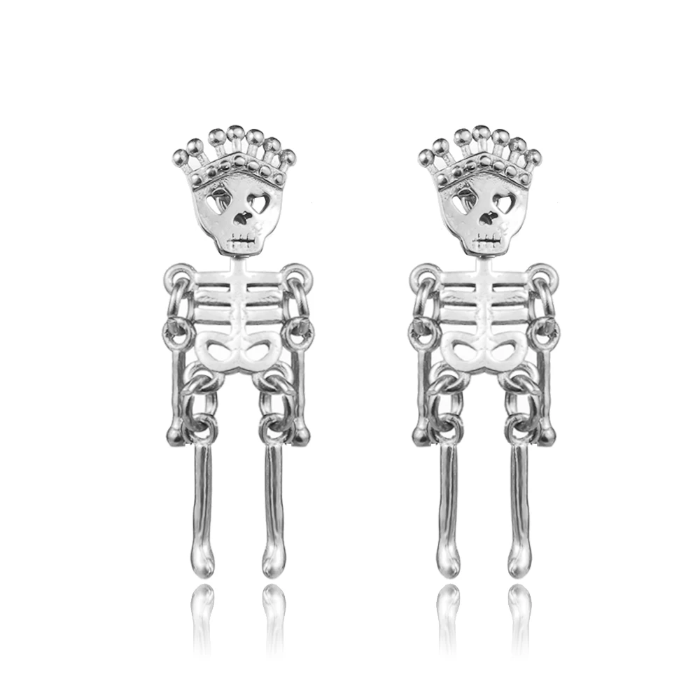 2021 Punk Stainless Surgical Steel Women Men\'s Stud Earrings Small Gothic Geometry Skeleton Rock Zircon Hip Hop Jewelry Earrings