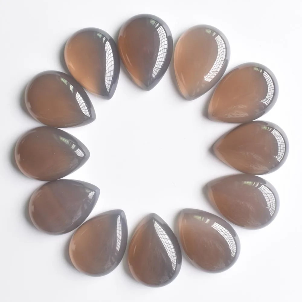 

Wholesale 20pcs/lot 25x18mm fashion natural grey onyx drop shape CAB CABOCHON stone beads for jewelry accessories making free