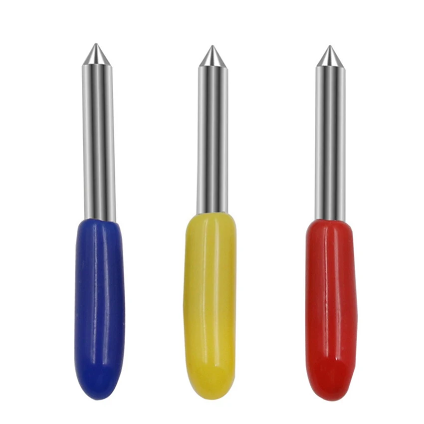 10PCS/Lot 30/45/60 Degree Vinyl Cutter Cutting Plotter Blade Lettering Blades Spare Part, with Red/Blue/Yellow Rubber Cap