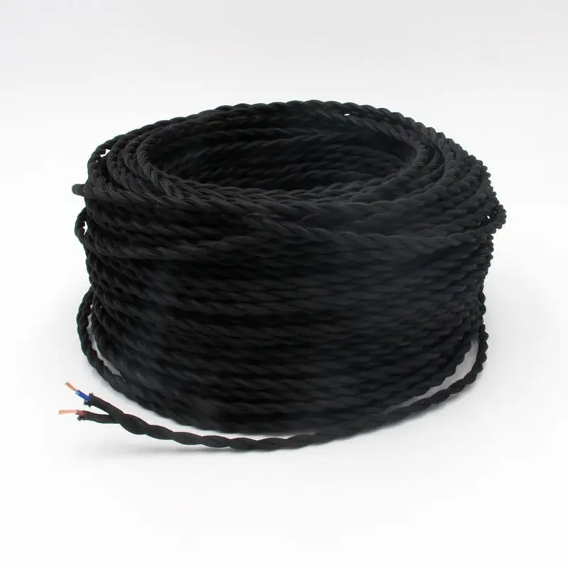 2m 3m 5m 10m 2 Core 0.75mm2 Vintage Fabric Cloth Twisted Cable Electrical Wire Colorful Flex Twisted Cord For DIY Decor Light