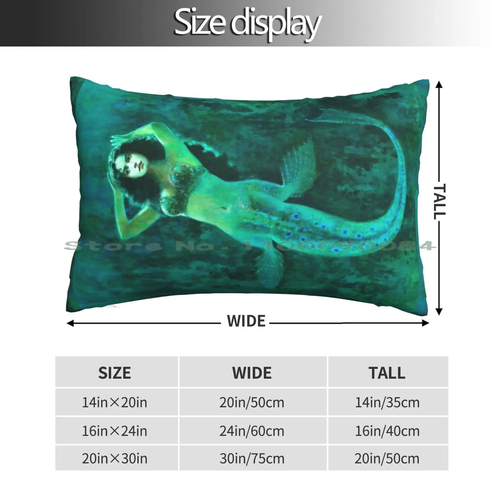 Vintage Surreal Mermaid Pillow Case 20x30 50*75 Sofa Bedroom Mermaid Vintage Geek Surreal Mythical Sea Siren Art Nouveau Gothic