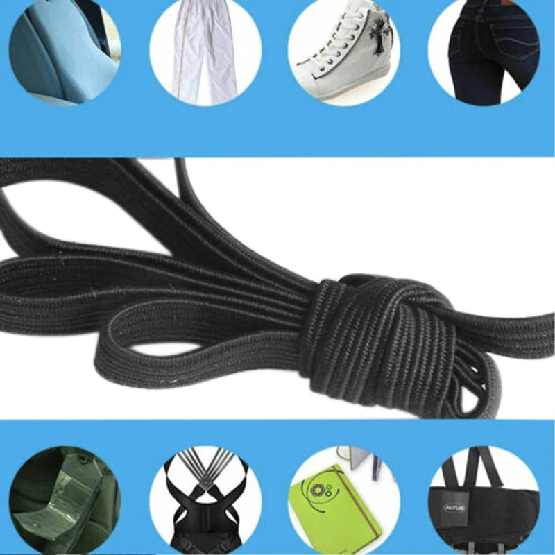 1 Roll 100/160 Yard 3mm/6mm DIY Braided Elastic Band White/Black Cord Knit Rope Webbing Garment Sewing Crafts Accessories