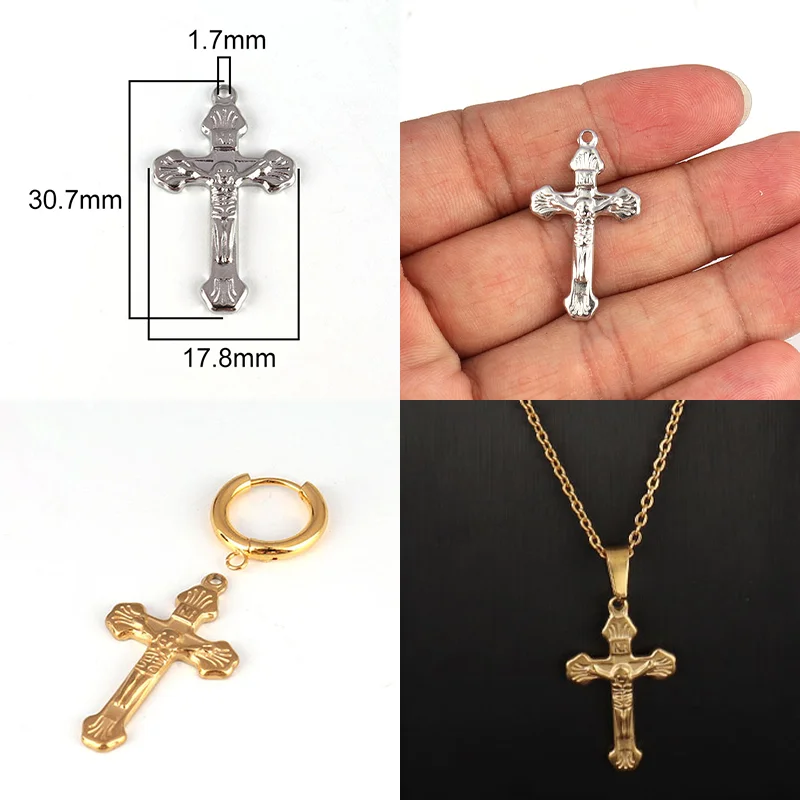 5pcs Stainless Steel Charms Cross Charms Geometric Cross Pendant For DIY Jewelry Necklace Bracelet Jewelry Accessories