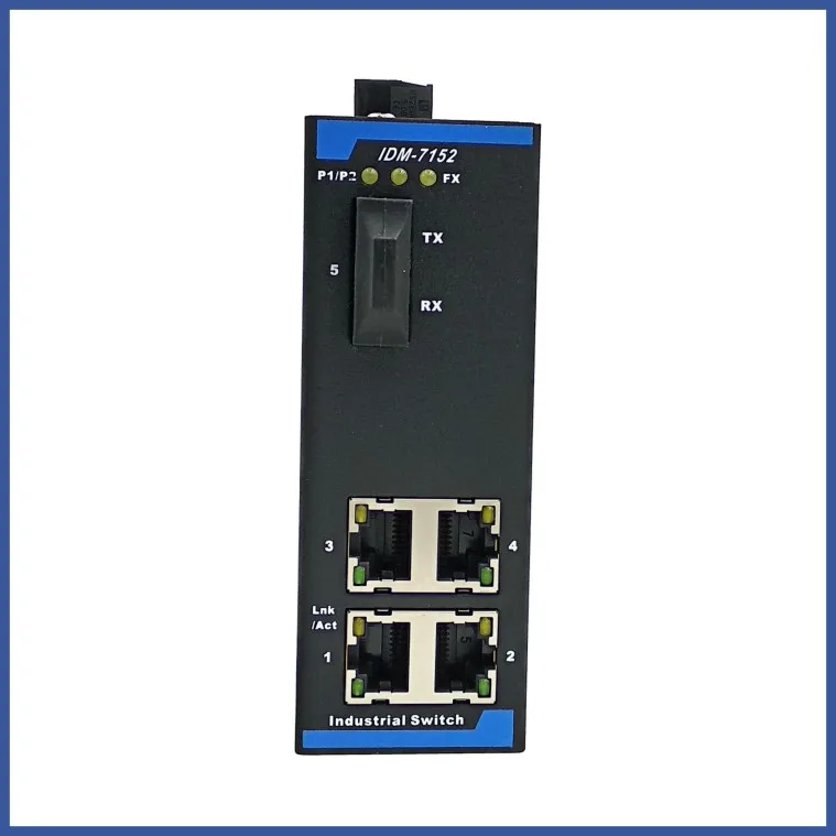 

IDM-7152 5-port industrial switch 1 optical 4 electric 100M entry-level industrial Ethernet switch 12V24V rail