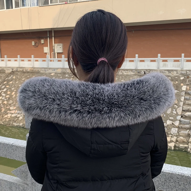 Genuine 100% Real Fox Fur Scarf Women Fashion Coat Trim Hood Warm Scarves Warp Natural Fox Fur Collar Large Size Luxury Shawl