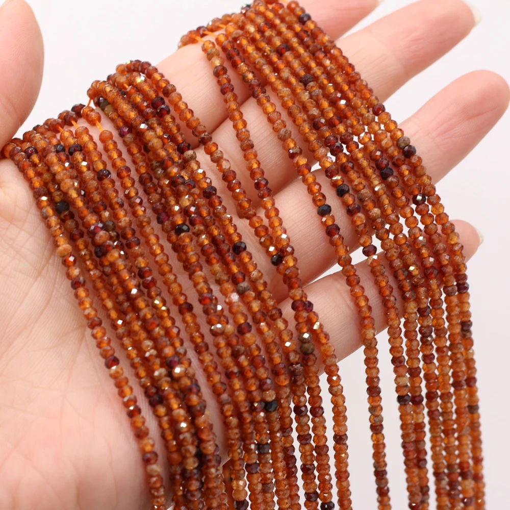 3x2mm Genuine Natural Orange Spessartine Beads Small Faceted Stone Loose Beads for Jewelry Making DIY Bracelet Necklace 14\'\'