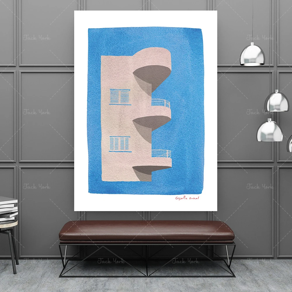 Architecture Print, Illustrated Poster Art Print, Architecture Art, Travel Poster, Tel Aviv Bauhaus, Bauhaus Poster, Illustrati