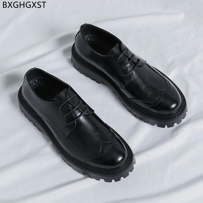 

Мужские черные классические туфли Brogue, модные свадебные туфли для мужчин, кожаные туфли на платформе 2024, мужские деловые туфли Vestido De Fiesta De Boda