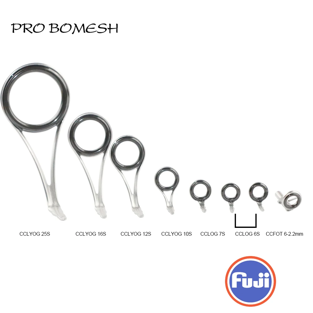 PROBOMESH FUJI Guide and Top 8pcs Set CCLYOG CCLOG Guide CCFOT Spinning Guide Set Rod Building component Repair fishing pole DIY