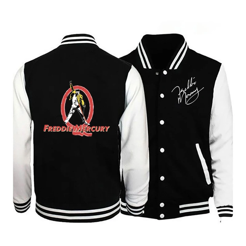 2021 Freddie Mercury new bomber jacket men\'s long-sleeved casual baseball uniform jacket