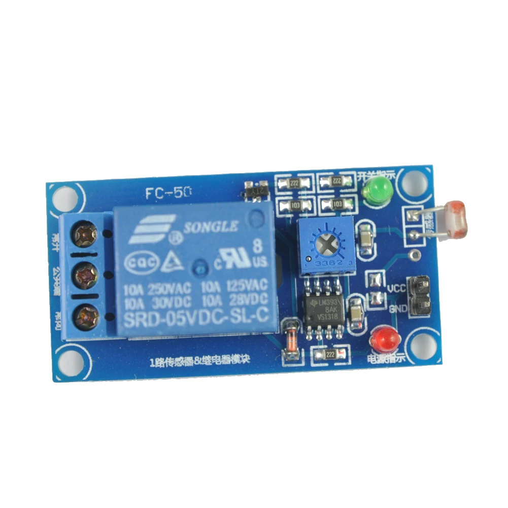 Modulo relè 5 canali DC 5V 1 canale con sensore fotoresistore LM393 per Arduino