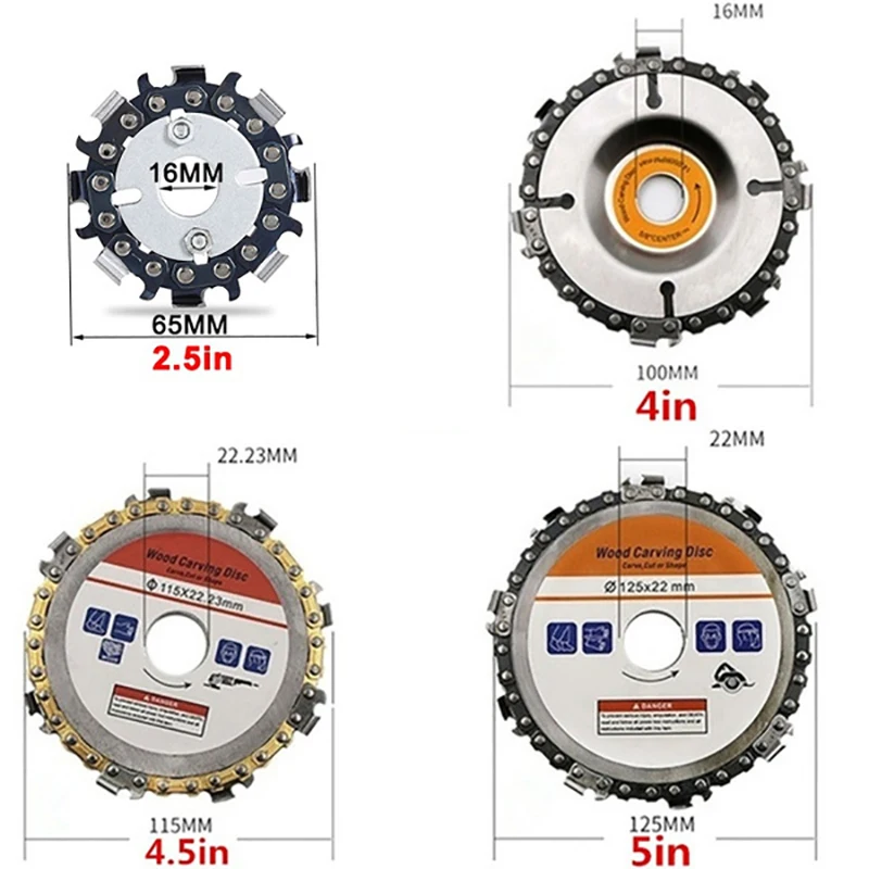 Wood Carving Disc 2.5 Inch Carbide Chain Saw Blade Used for Angle Grinder and Woodworking Carving/Shaping/Cutting