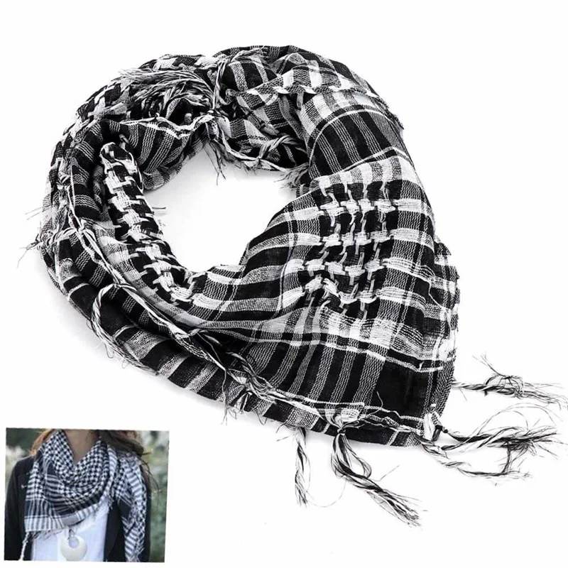 100x100cm Outdoor Hiking Scarves Military Arab Tactical Desert Scarf Army Headshawl with Tassel for Men Women Bandana Scarf Mask