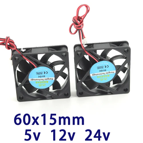 Ventilador de impresora 3d 6015, 2 pines, 60mm x 60x15mm, 6cm, 5V / 12V/24V, CC 6015, 2P, 1 unidad