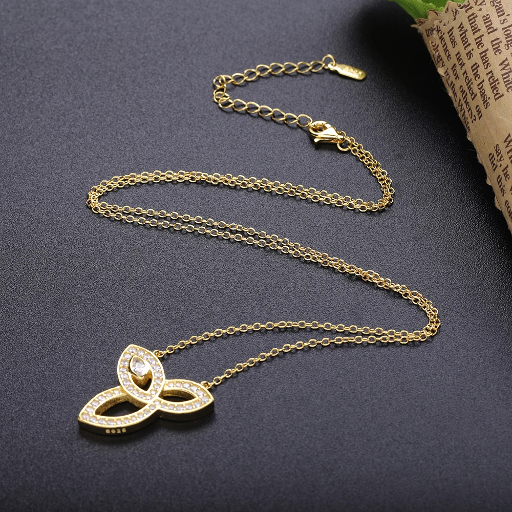 SHADOWHUNTERS Argent 925 Sterling Silver Three Leaves Pendant CZ Necklaces 925 Silver Women Party Fashion Jewelry Women Gift