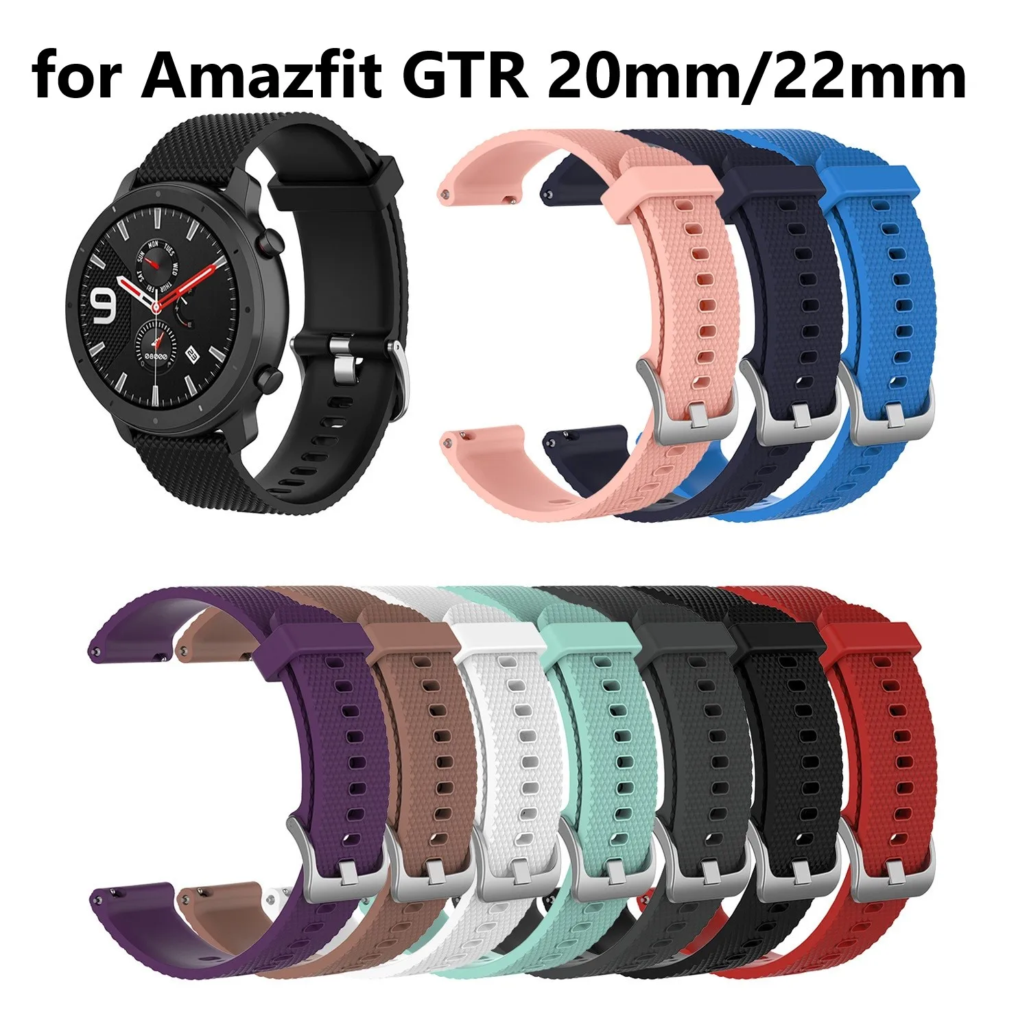 42/47mm Silicone textured strap replacement wantch band  for Amazfit GTR women men watch wristband Colorful sports strap