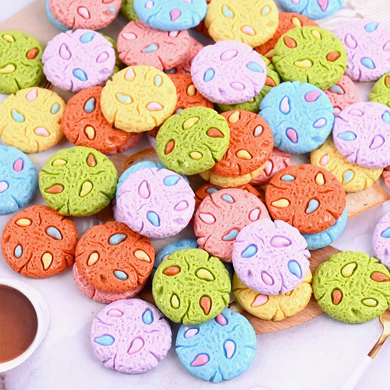 10PCS Imitation Food Cookie Flat Back Planar Resin DIY Craft Supplies Kid Gift Toy Phone Shell Decor Patch Ornament Materials