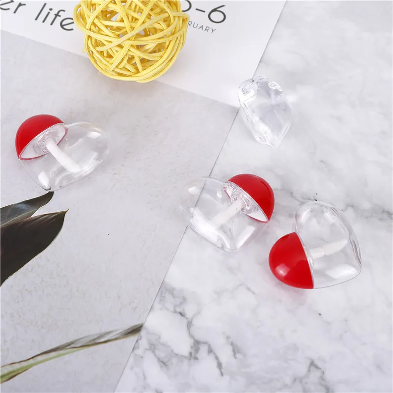 50/100/200pcs 5ml Empty Transparent Lip Gloss Tubes Plastic Lip Balm Tube Heart Shape Lipstick Mini Sample Cosmetic Container