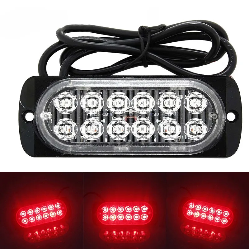 Universal 12LED Off-Road Car Trailer Trucks Safety Urgent Working Fog Red Light Lamp 12V~24V 36W Super Bright LED Light