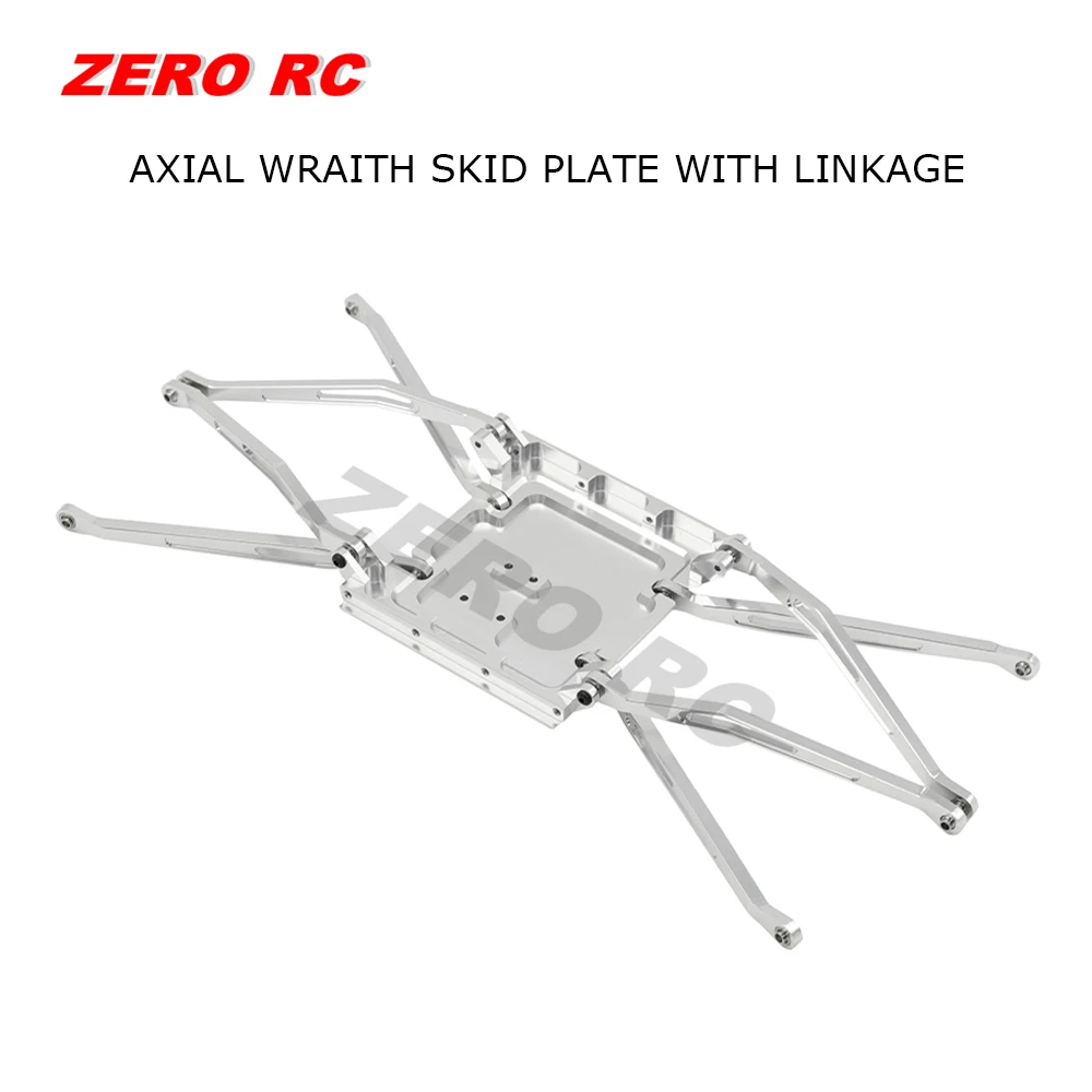 1/10 SCALE RC CAR AXIAL WRAITH CNC FULL ALLOY SKID PLATE WITH SUSPENSION LINKAGE ARM SILVER