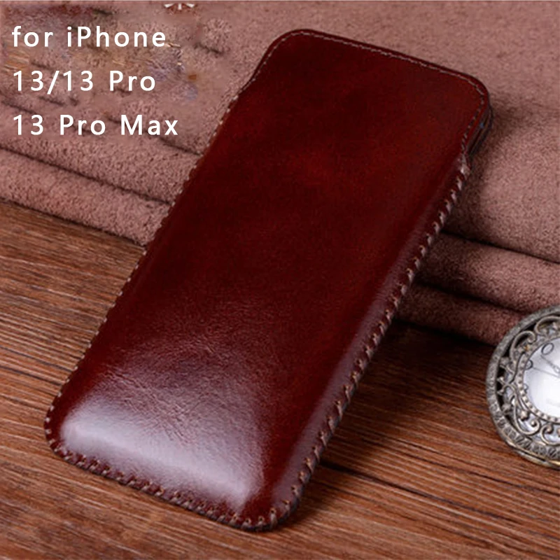 iPhone15 Carcasa Top Layer Cow Leater Case for iPhone 13/14 Pouch Genuine Leather Phone Cover Bag for iPhone 14promax Sleeve