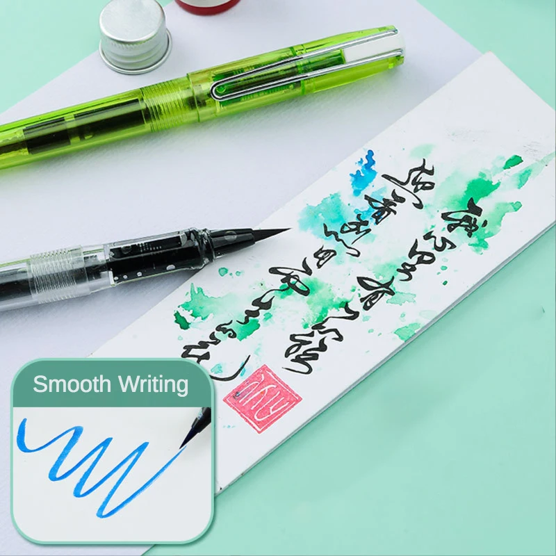 1 Fountain pen style brush soft head calligraphy beautiful pen can add ink water color beginners practice calligraphy copy line