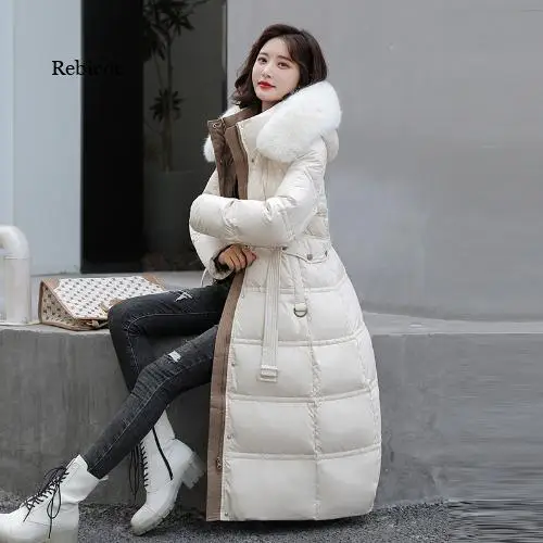 -30 gradi abbigliamento da neve parka lungo giacca invernale donna pelliccia abbigliamento con cappuccio fodera in pelliccia femminile cappotto invernale spesso donna