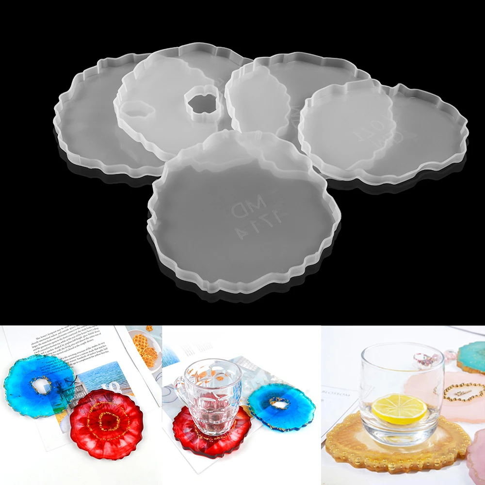 

4Pcs Coaster Table Decoration Epoxy Resin Molds Irregular Cup Mat Silicone Moulds For DIY Making Crafts Home Decoration Supplies