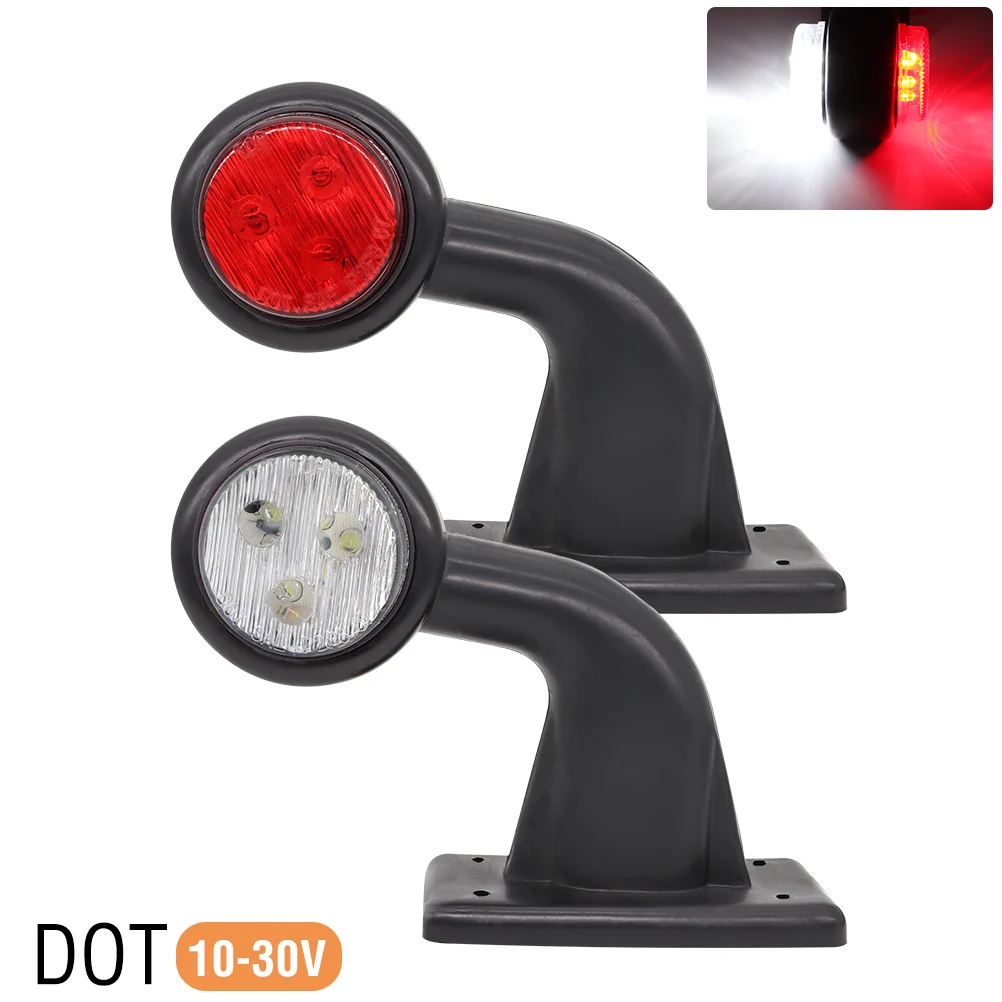 

2X 6LED Clearance Elbow Rubber Light Trailer Truck Position Parking Outline 12V 24V Side Marker Lights White Red Rear Lamps