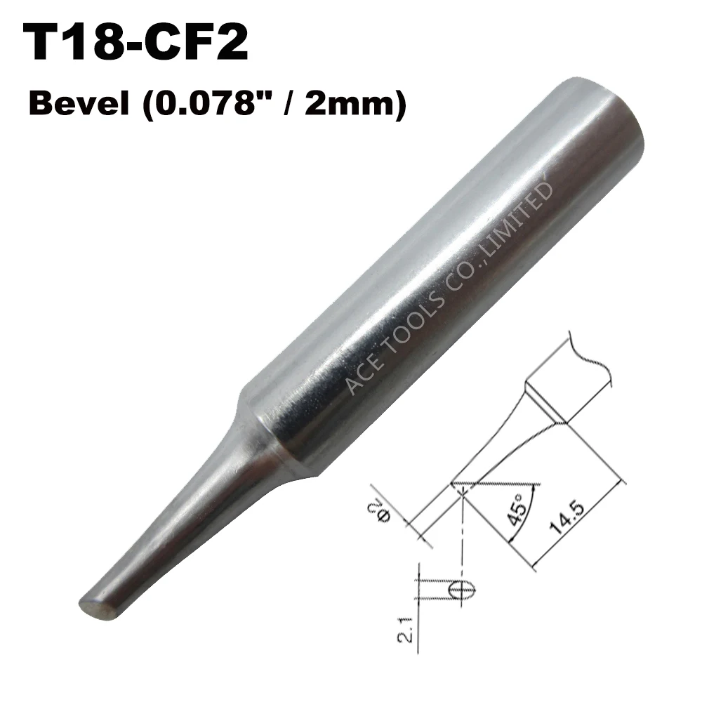 T18-CF2 Soldering Tip Bevel 2.0mm 0.078