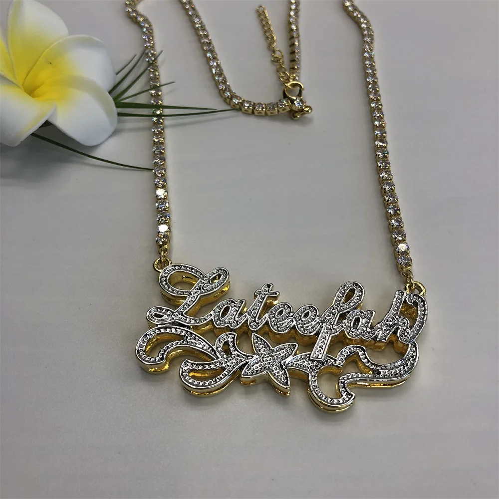 Customized Name Necklace Star Personalized Nameplate Necklace Crown Custom Name Chain Custom Pendant for Women Birthday Gifts