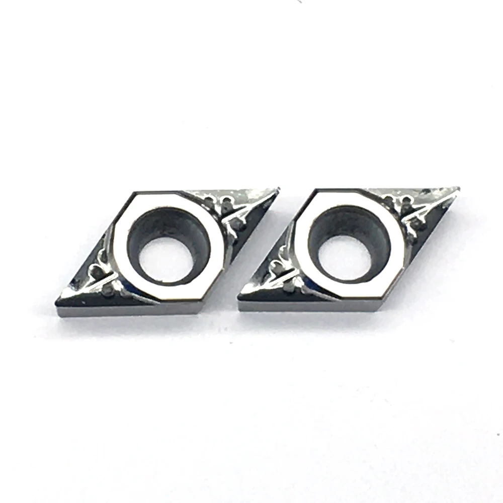 DCGT070202 AK H01 10pcs อลูมิเนียมเครื่องตัดใบมีดเครื่องมือตัดเครื่องมือ CNC เครื่องมือ AL + TIN ไม้