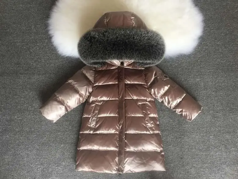 NEW Fashion Girls Winter Coats for Boys Child Down Jackets Outerwear Waterproof Medium-long Thick Real Fur Hooded 1-14Y