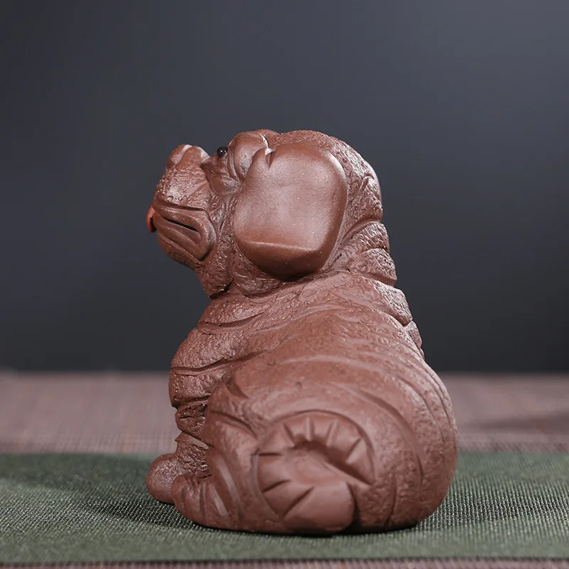 PINNY Purple Clay Shar Pei Morado Tea Pet Animal Statues For Decoration Ceramic Ornaments Dog Statue Sculpture